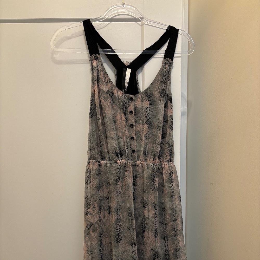 Kensie Dress Size L Black Pink Gray Printed Sheath Knee Length Sleeveless